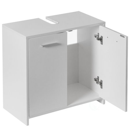 Basicwise Sink Base Bathroom Vanity Cabinet 2-Door Organizer, Kitchen Storage Cabinet, White QI004017.WT